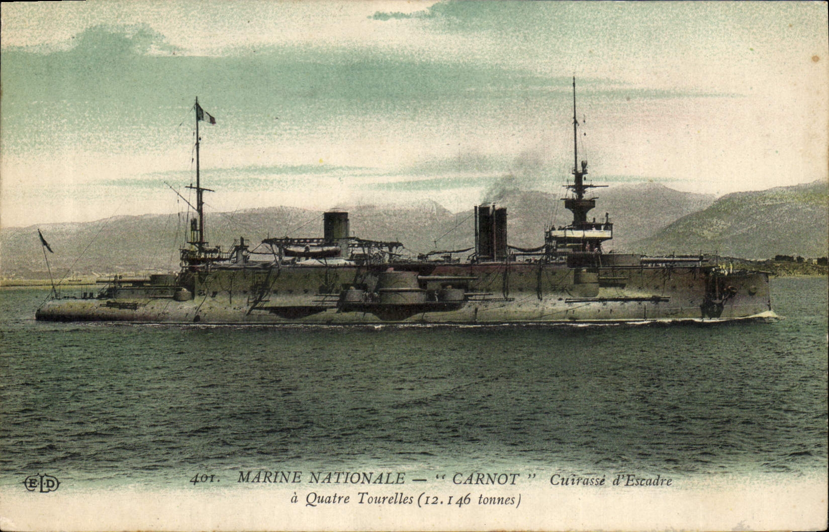 Cuirassé Carnot — Marine Nationale à Quatre Tourelles (12.146 tonnes) — Éditeur E.P.D. n°401