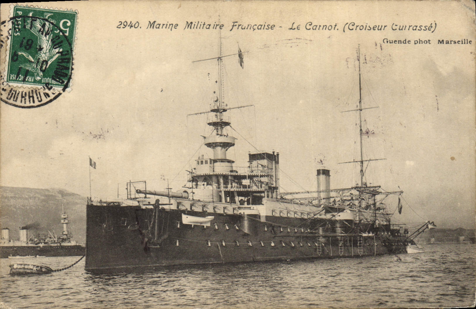 Le Carnot — Kruiser met pantser — Guende phot Marseille