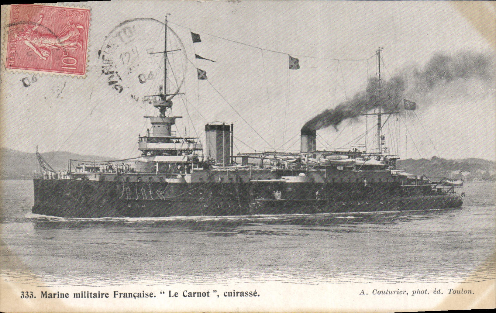 Le Carnot — cuirassé français — A. Couturier, phot. éd. Toulon