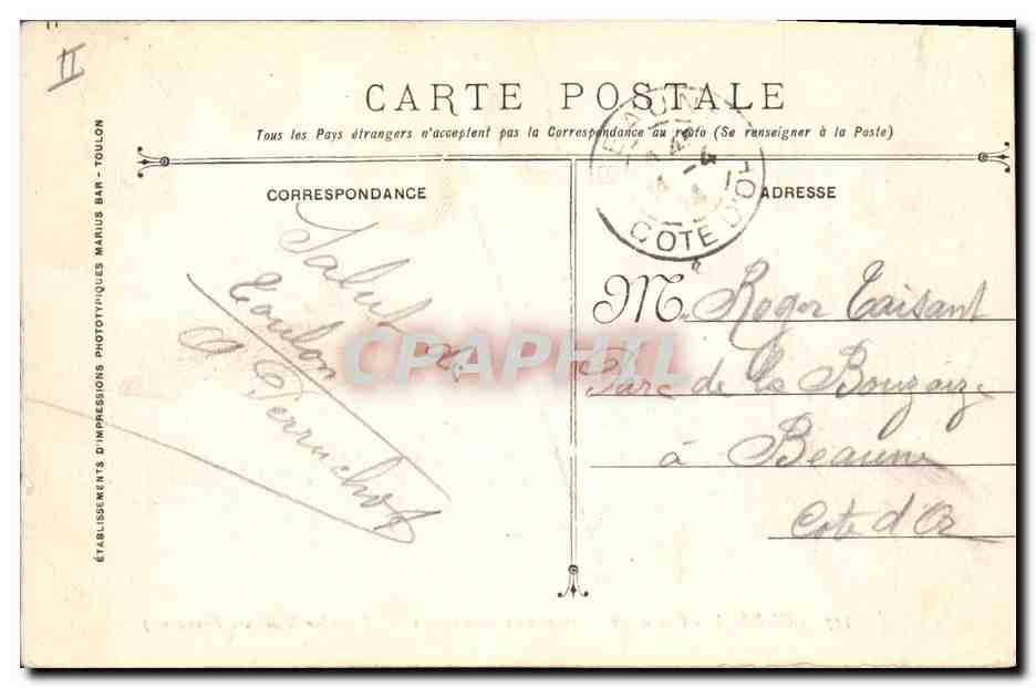 Cuirassé Courbet — Marine Militaire Française — Éditeur II Imp. D'Impressions Phototypiques — Verso