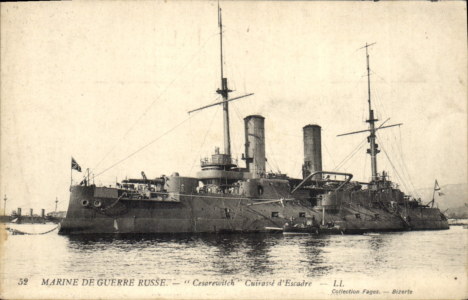 Cuirassé d'Escadre « Cesarevitch » — Marine de Guerre Russe — Collection Fages — Bizerte