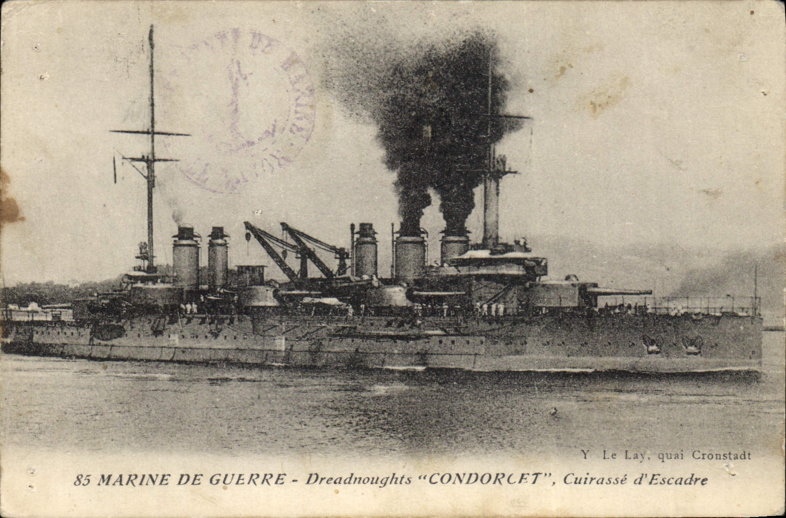 Dreadnought "Condorcet" — Cuirassé d'Escadre — Y Le Lay, quai Cronstadt