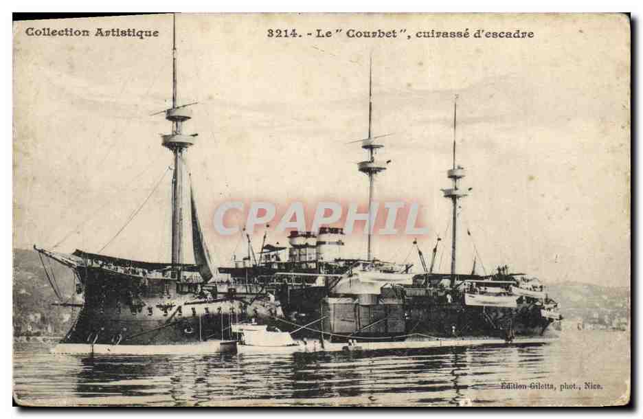 CPA Bateau de GuerreCollection Artistique Le Courbet cuirasse d'escadre 
