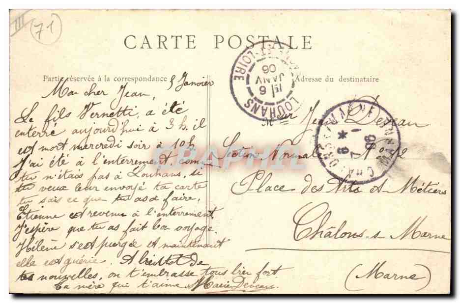 Louhans (S.-et-L.) — La Sous-Préfecture et rue des Bordes — Cliché R. Chapuis — Reverso
