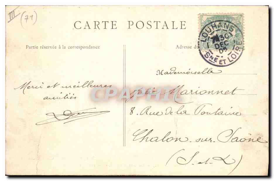 CPA Louhans La Sous Prefecture et rue des Bordes  — Verso