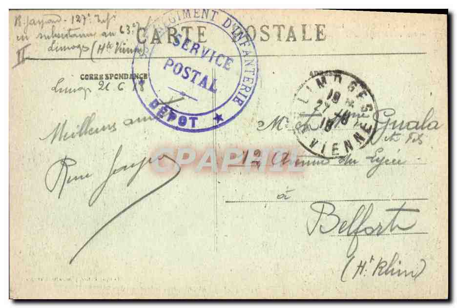 CPA Limoges Hotel des Postes et Entree des Bureaux de la Nouvelle Prefecture  — Rückseite