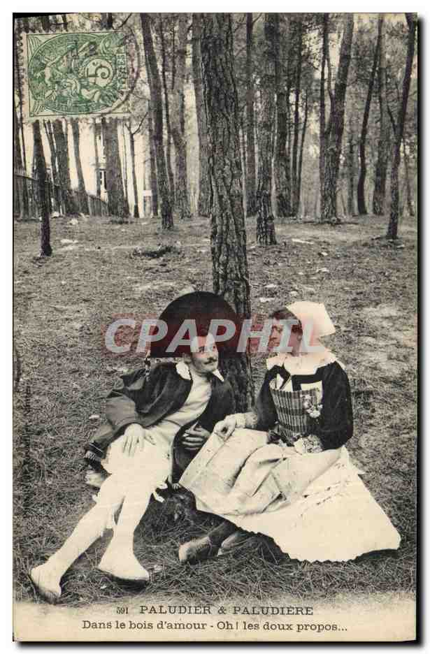 CPA Folklore Paludier & Paludiere Dans le bois d'amour Oh les doux propos 