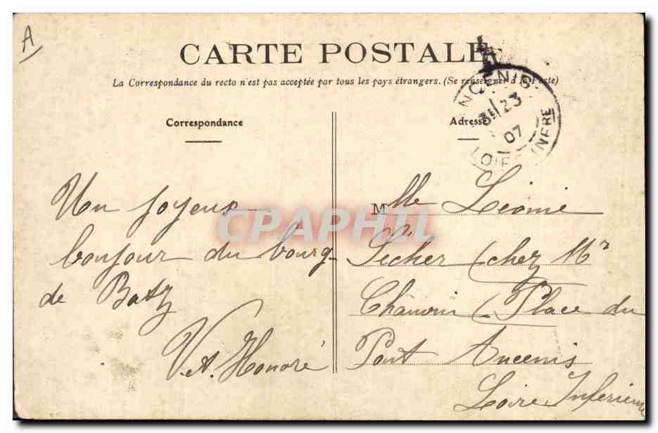 CPA Folklore Le Bourg de Batz Jeune Paludiere  — Verso