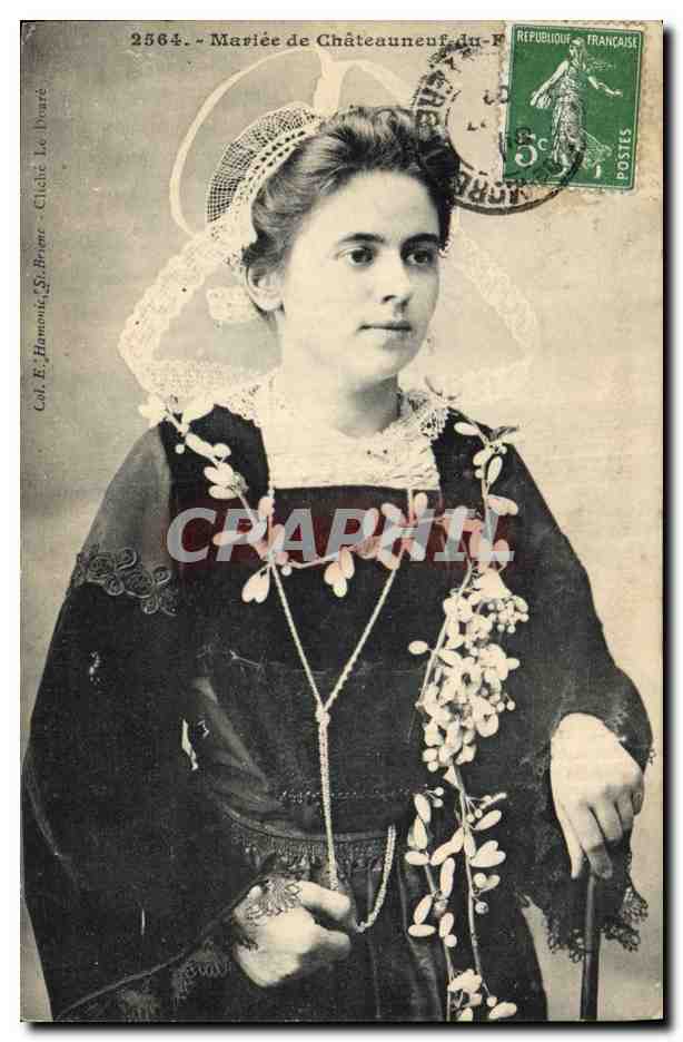 CPA Folklore Mariee de Chateauneuf 