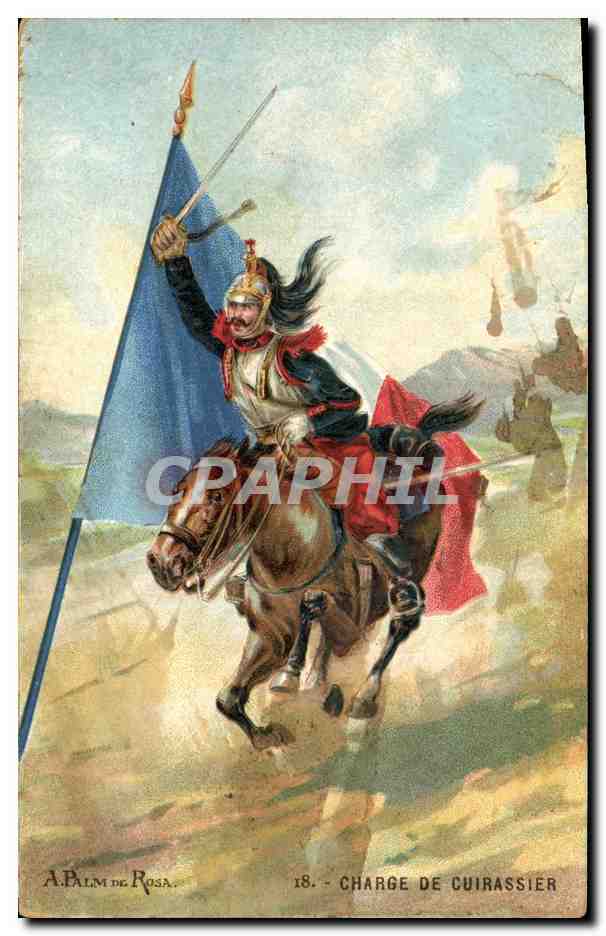CPA Militaria A Palm de Rosa Charge de cuirassier 