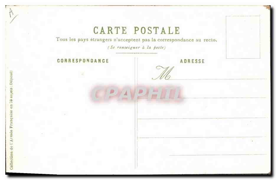 Artillerie (Fourrier) — soldat à cheval avec drapeau tricolore — A. Palm de Rosa, n°46 — Back