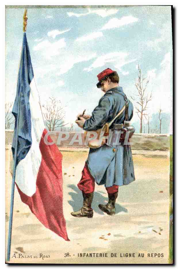 CPA Militaria A Palm de Rosa Infanterie de ligne au repos 