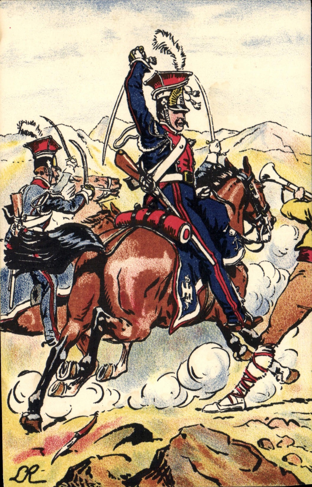 Französische Armee — Erster Kaiserreich — Polnische Lanzenreiter der Kaiserlichen Garde dringen in den Pass von Somo-Sierra (1808) vor