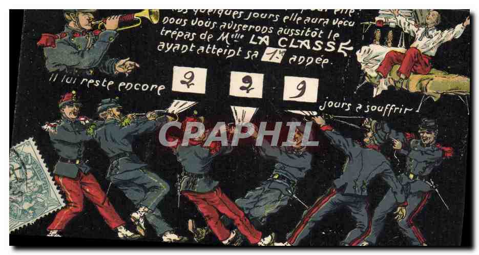 Soldats en action — illustration satirique — éditeur non visible