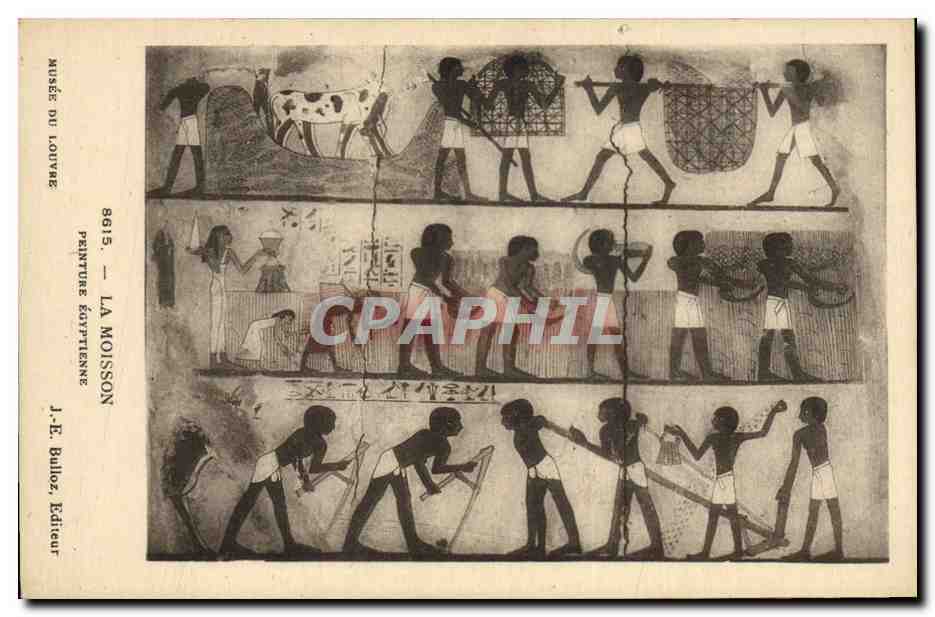 CPA Egypt Egypte Musee du Louvre La Moisson Peinture egyptienne 