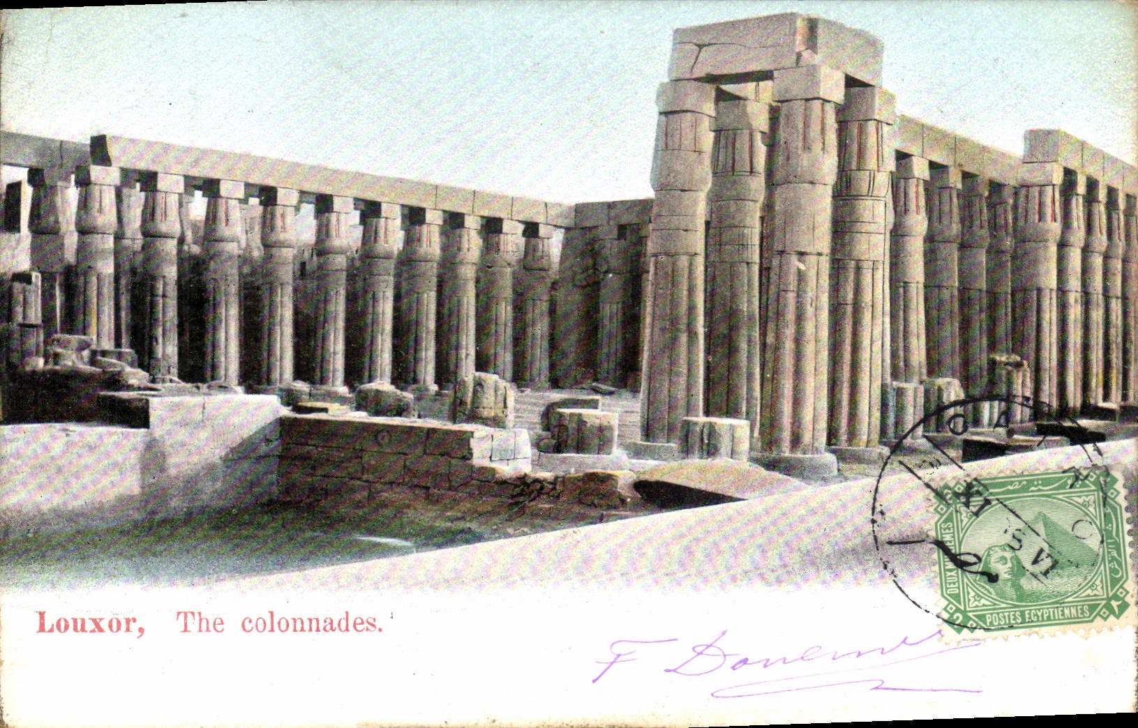 Louxor, The colonnades — F. Bounouret — Éditeur L. & H., Caire, Nr. 77