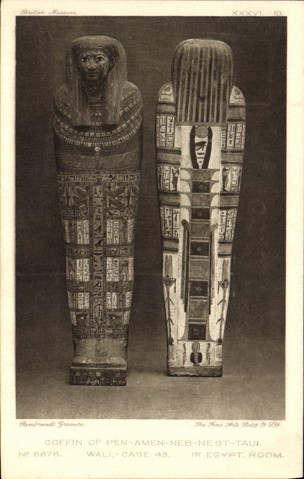 Coffins de Pen-Amen-Neb-Tauï — British Museum — Rembrandt Gravure, n° 6676