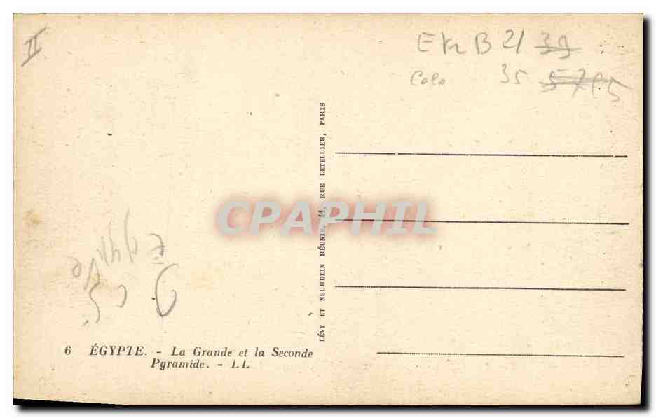 Égypte — Les Pyramides de Khéops et Khéphren — LL — Verso