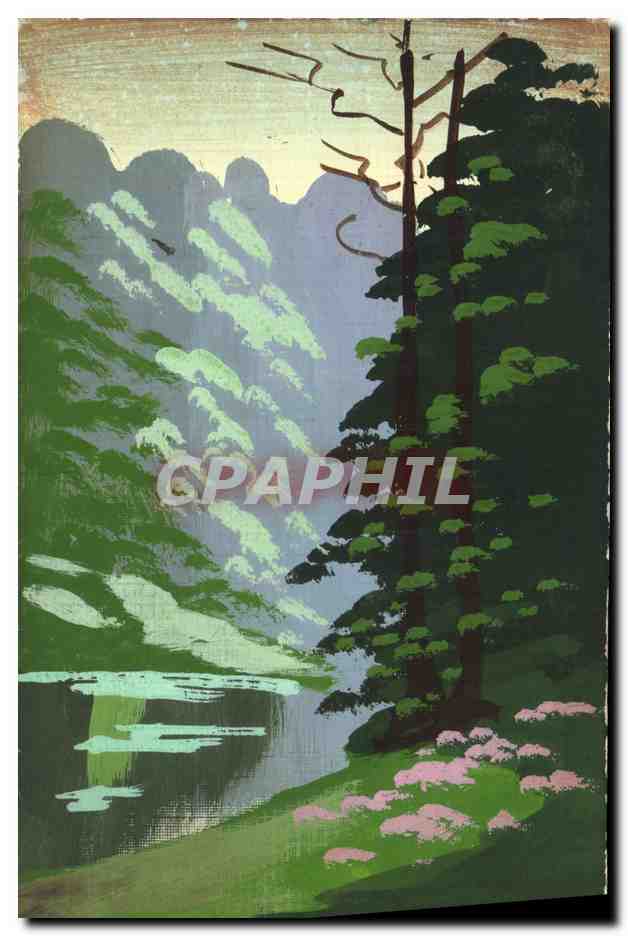 Lac dans les montagnes — paysage forestier — éditeur inconnu, n° III