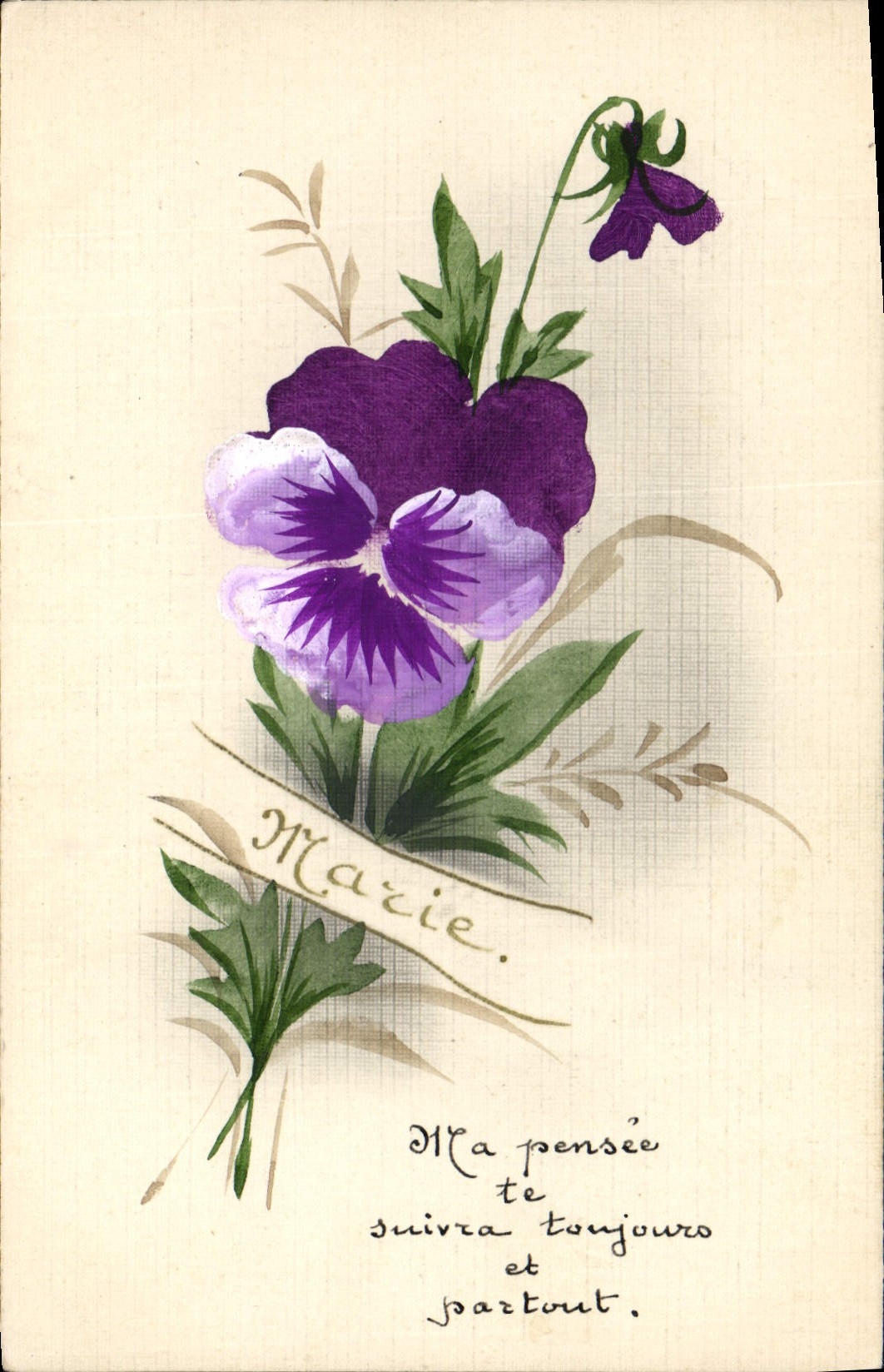 Poisson violet — carte de vœux — éditeur non visible