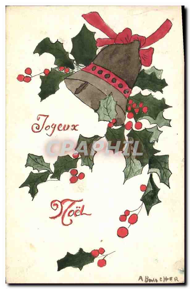 Cloche de Noël — houx et baies — A. Bouchet