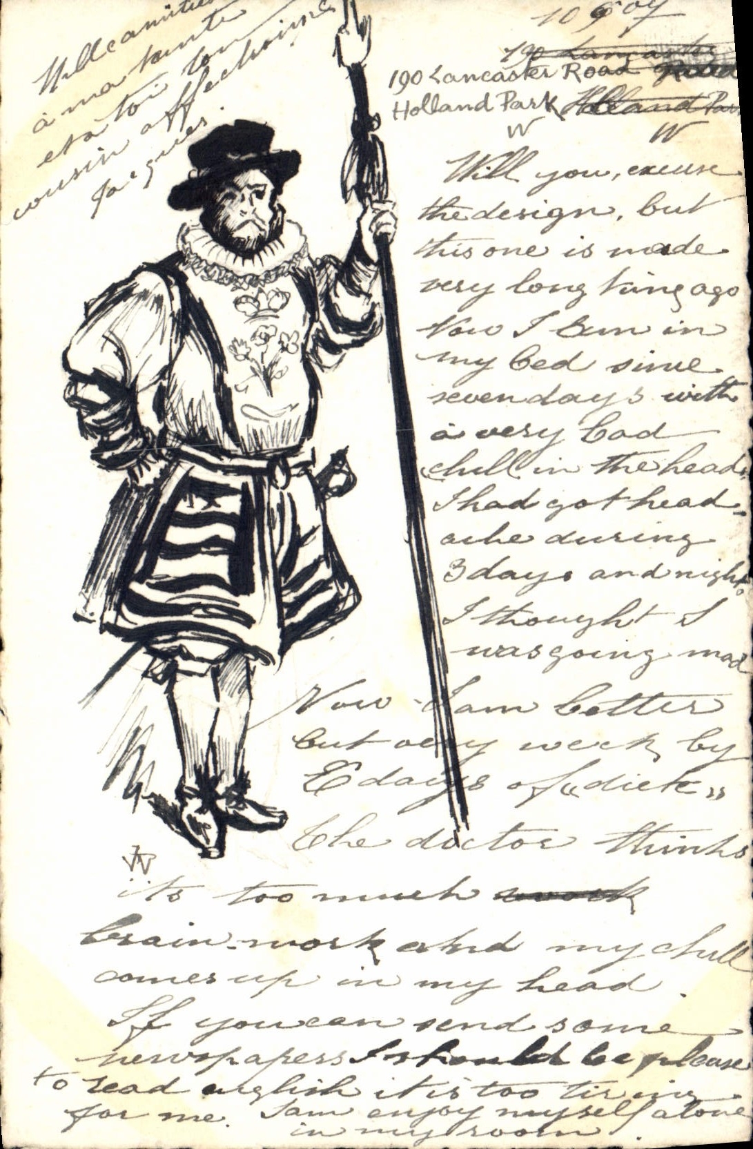 Soldat en costume d'époque — dessin — éditeur DUPRÉ, Paris