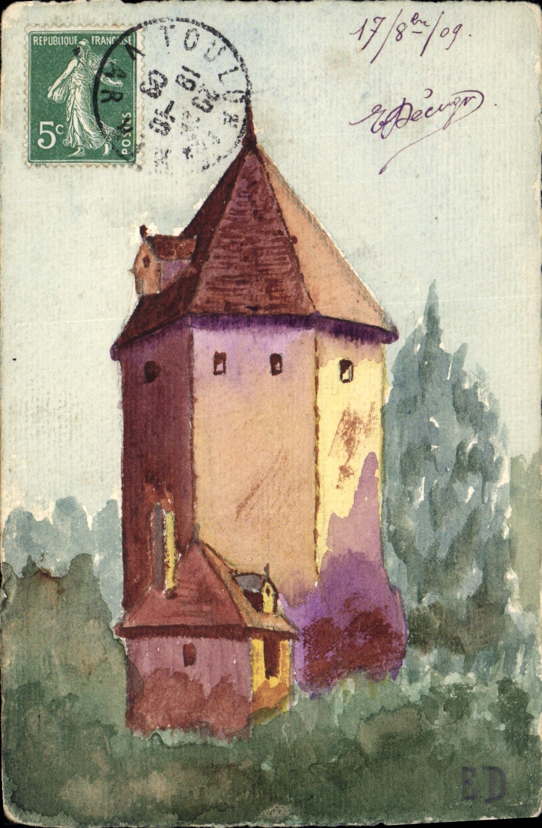 Tour de Toulouse — vue peinte à l'aquarelle — éditeur ED