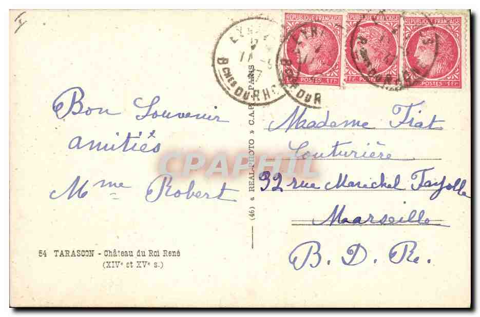 CPA Tarascon Chateau du roi Rene (XIV et XV s)  — Verso