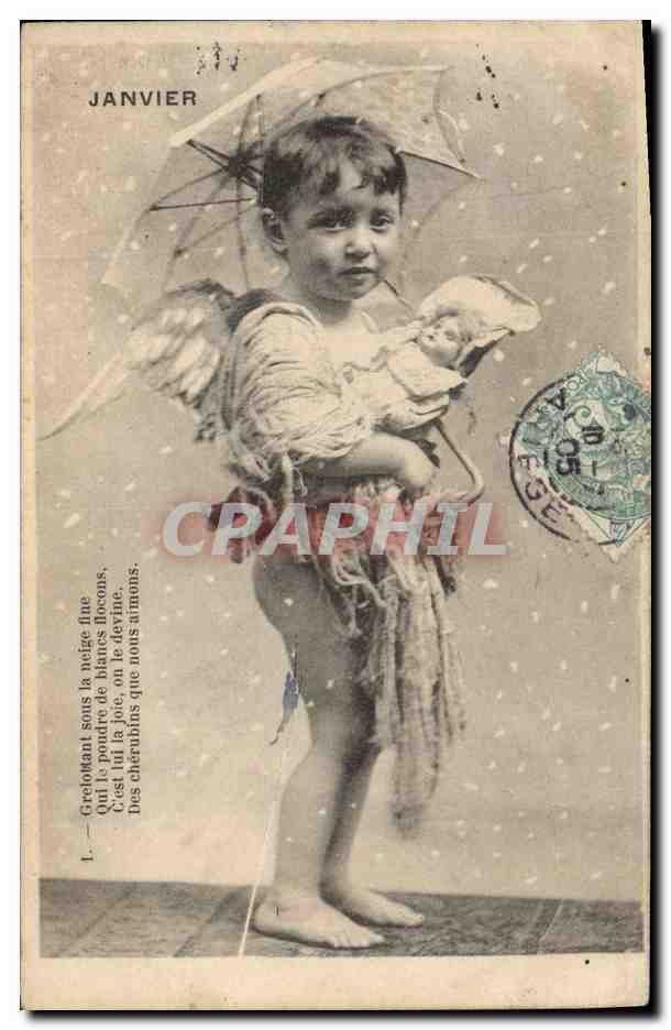 CPA Fantaisie Poupee  Enfant Janvier 