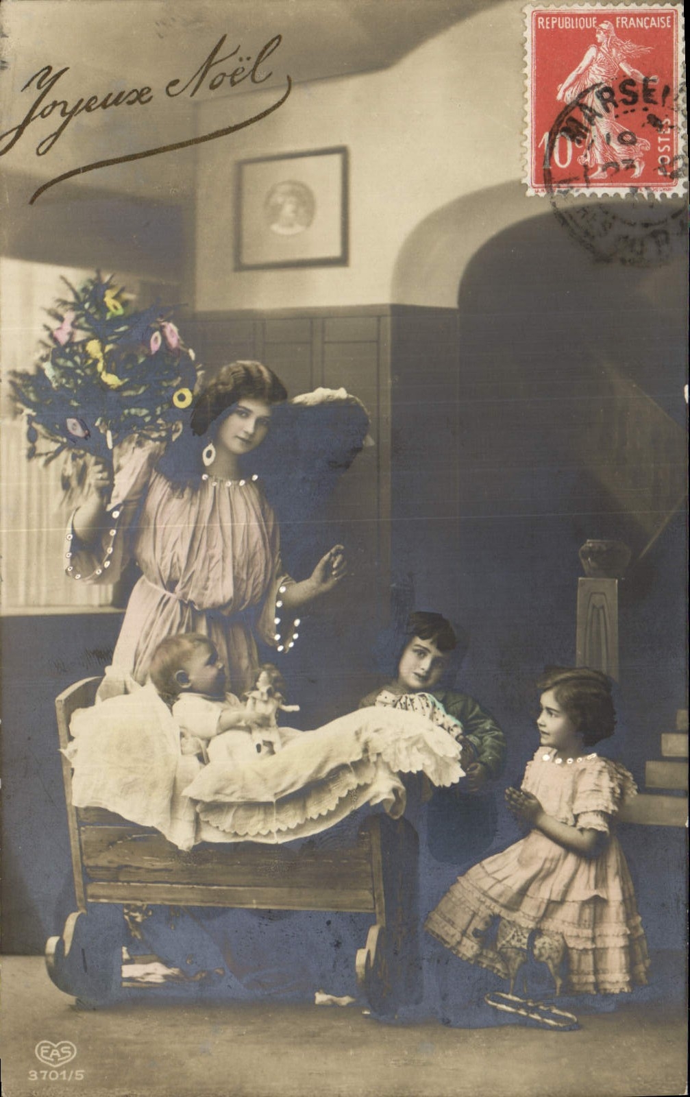 CPA Fantaisie Poupee Enfants Ange Joyeux Noel