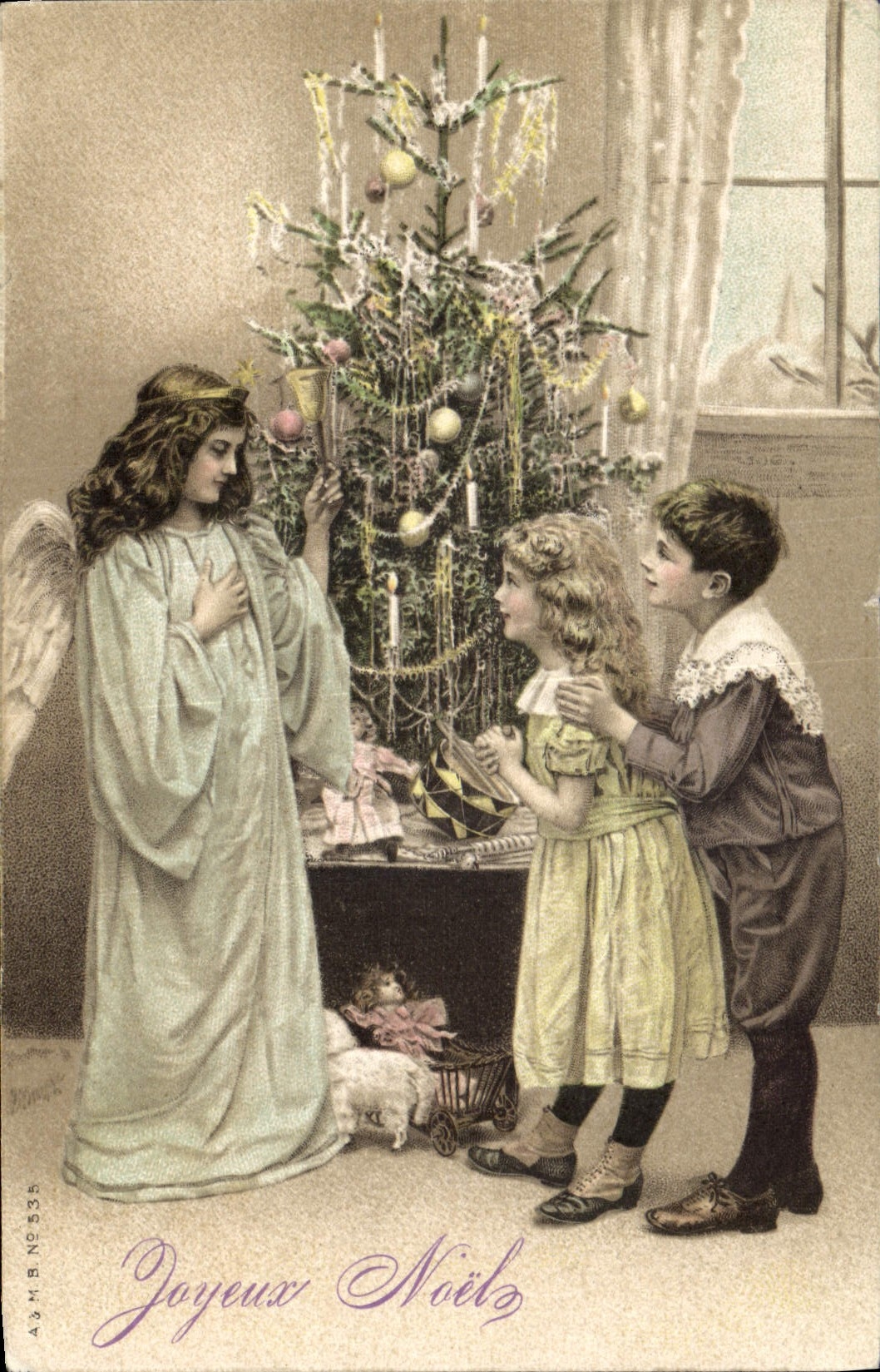 CPA Fantaisie Poupee  Enfants Ange Joyeux Noel 