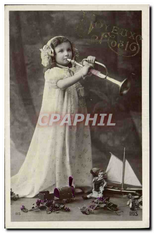 CPA Fantaisie Poupee Enfant Trompette  Joyeux Noel 