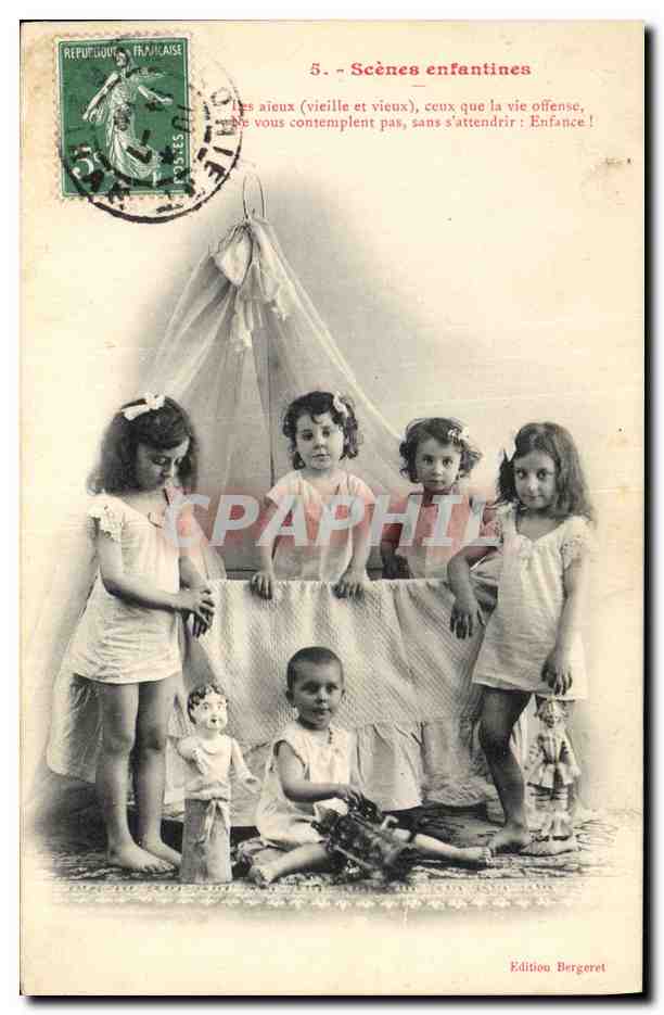CPA Fantaisie Poupee  Enfants Scenes enfantines Les aieux (vieille et vieux) ceux que la vie offense