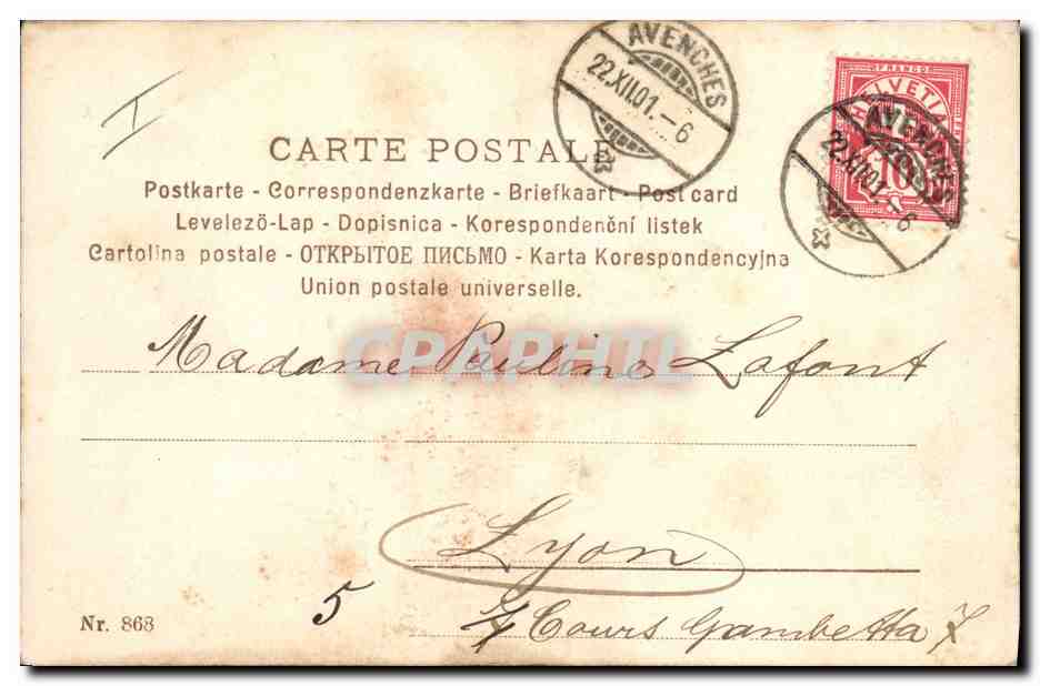 CPA Fantaisie Poupee Femme  Avenches Joyeux Noel  — Verso