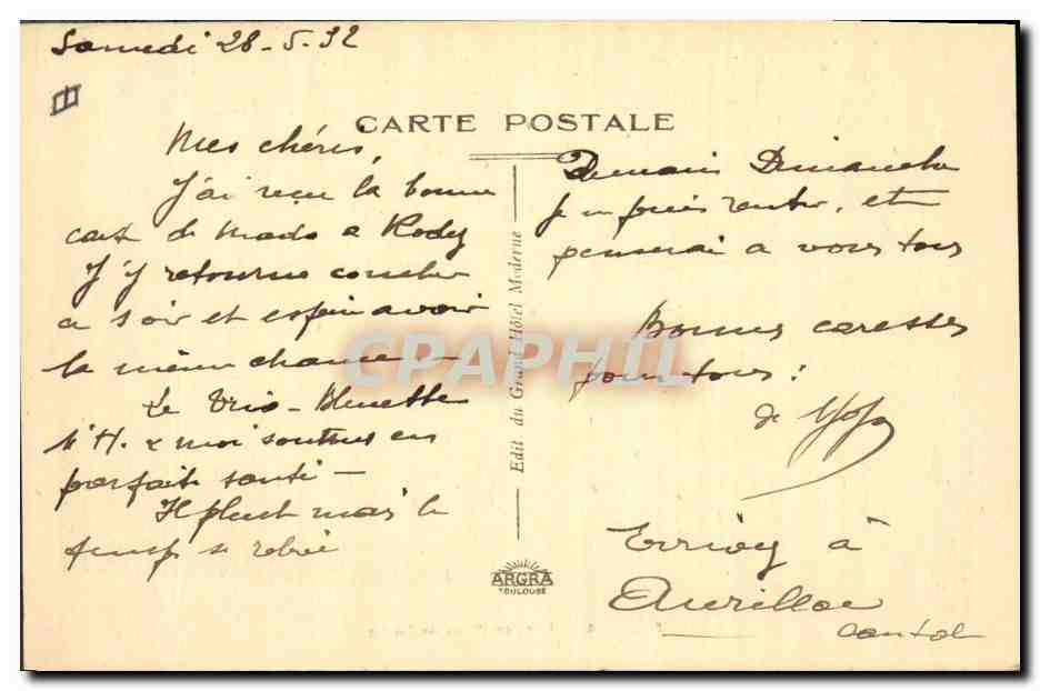CPA Espalion L'ancien palais de justice  — Rückseite