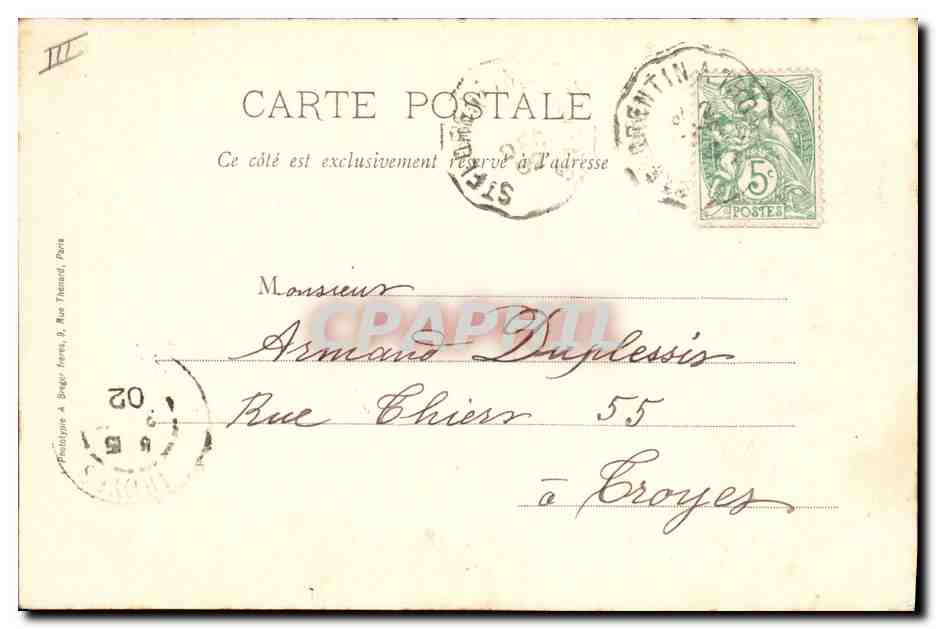 CPA Ervy Porte de la ville Justice de paix  — Verso