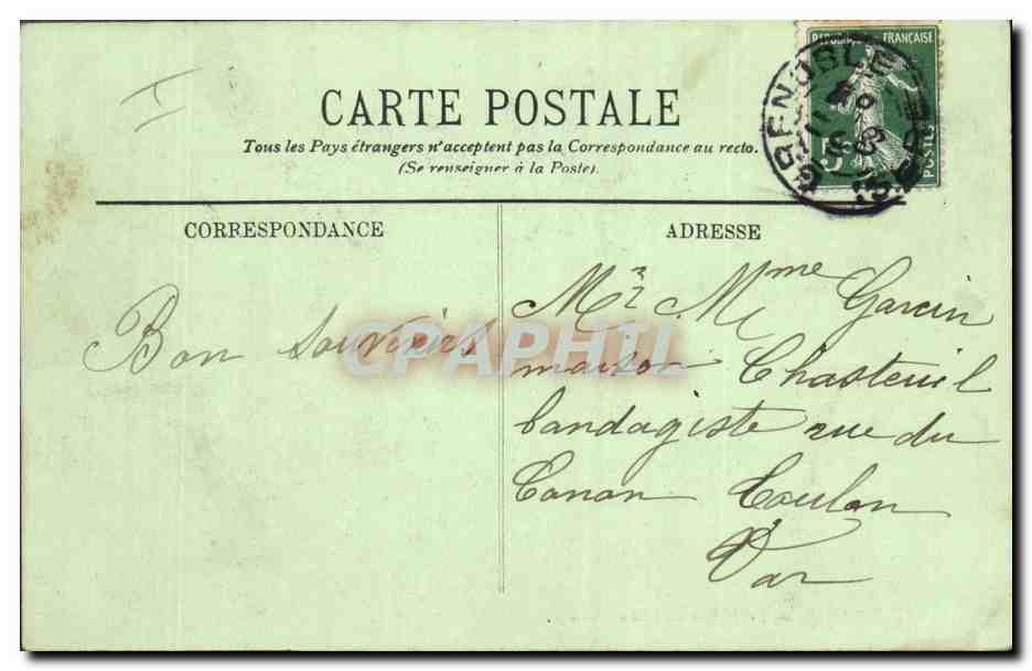 CPA Grenoble Le Palais de Justice  — Verso