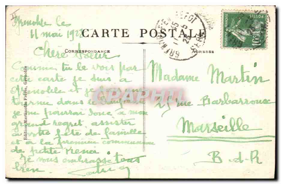 CPA Grenoble Le Palais de Justice  — Verso