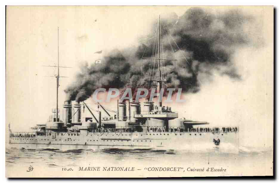 Marine Nationale — "Condorcet", Cuirassé d'Escadre — éditeur PD, n° 1040