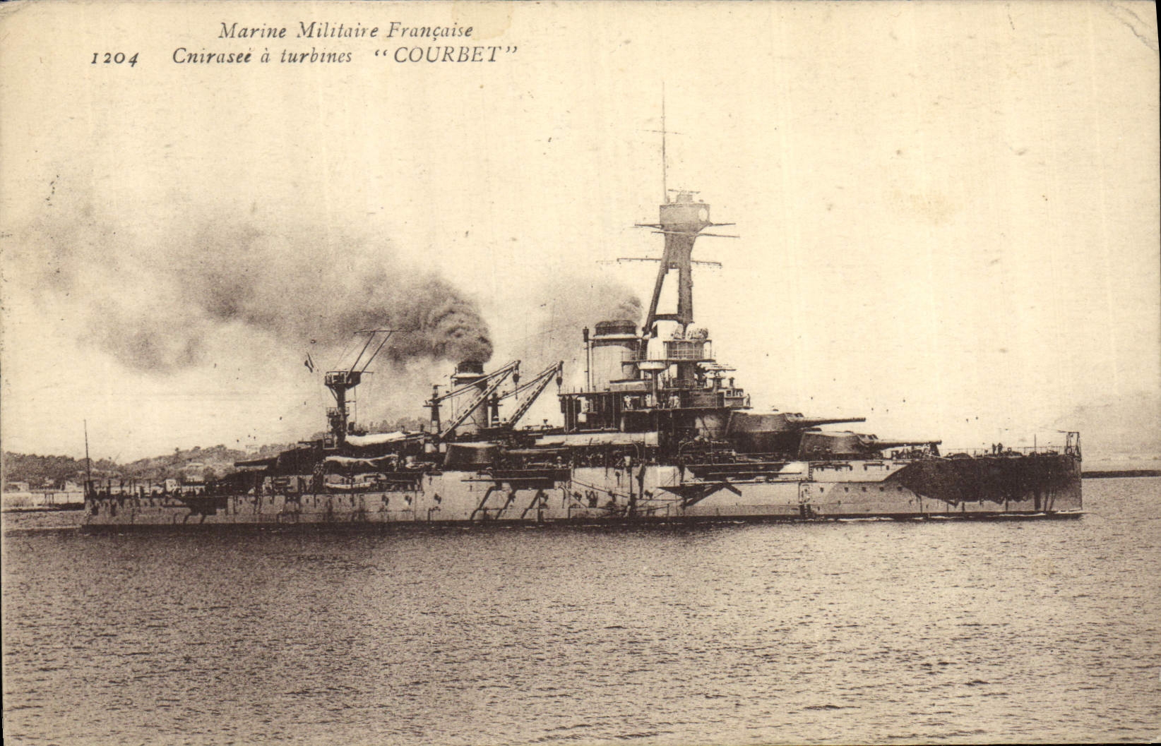 Croiseur à turbines "Courbet" — Marine Militaire Française — Éditeur : Établissements Dimpresion, Toulon, n° 1204