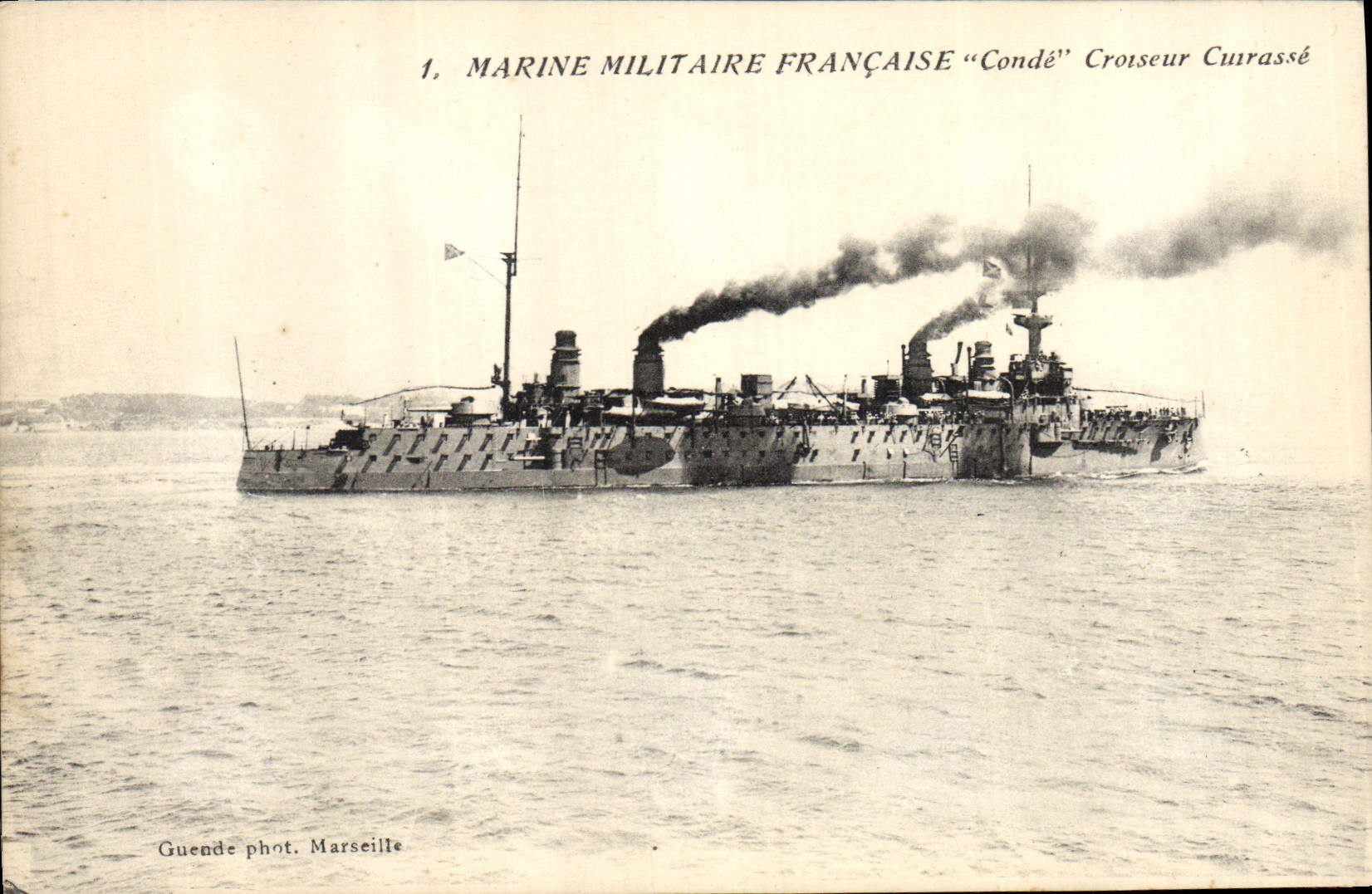 Marine Militaire Française "Condé" Croiseur Cuirassé — Guende phot. Marseille