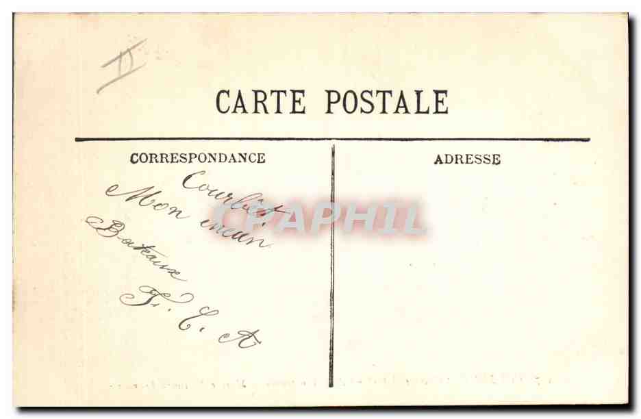 CPA Bateau de Guerre Courbet Cuirasse a turbines de 23500 tonnes Marine Militaire Francaise  — Verso