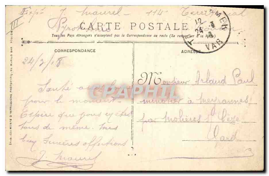 CPA Bateau de Guerre Marine Militaire Francaise Condorcet Cuirasse d'escadre a turbines (Guerre 1914 — Verso
