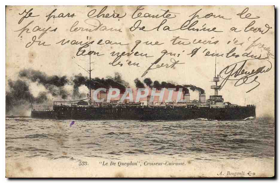CPA Bateau de Guerre Le De Queydon croiseur cuirasse 