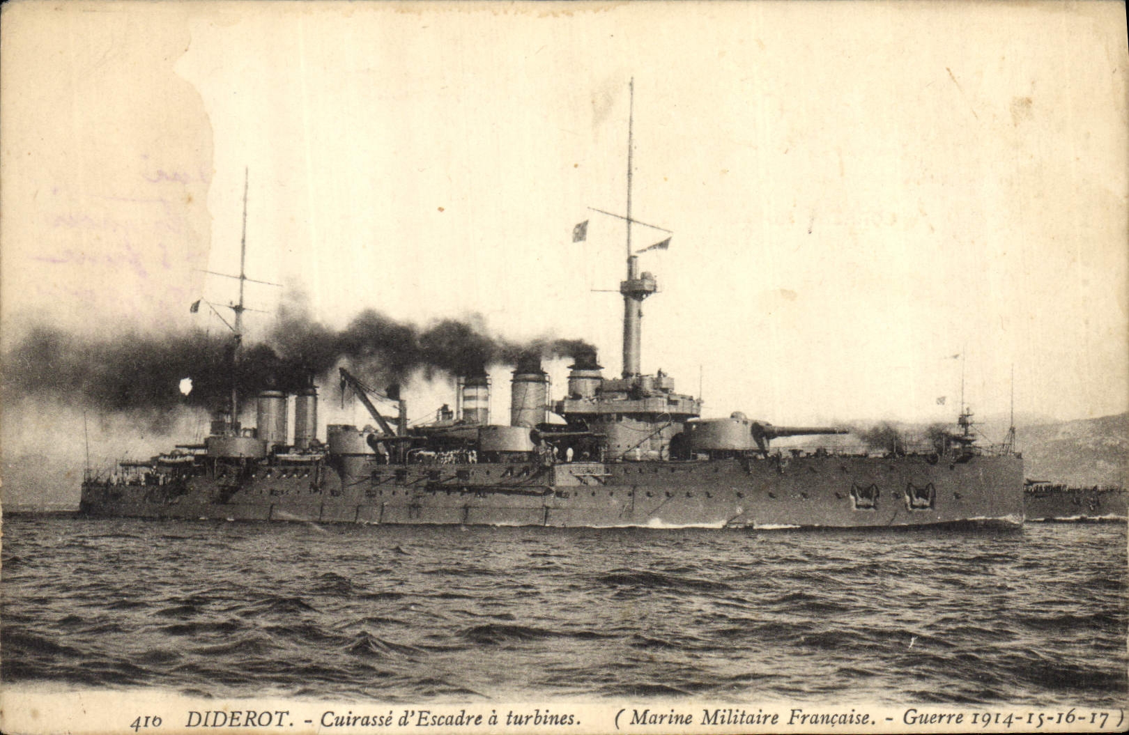 Cuirassé Diderot — Marine Militaire Française — Guerre 1914-15-16-17