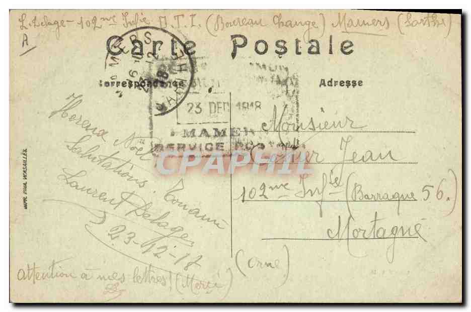 CPA Mamers (Sarthe) La Sous Prefecture  — Verso
