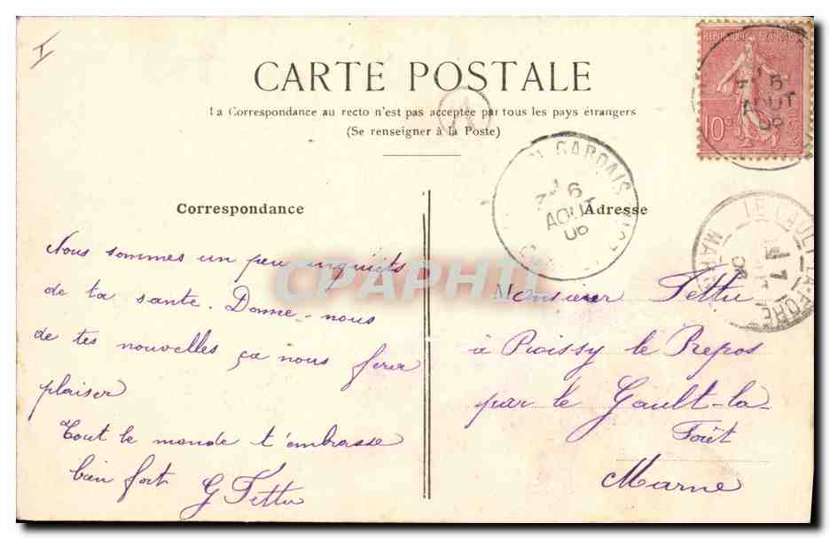 CPA Les Mains Eglise Notre Dame de la Couture et Prefecture  — Verso