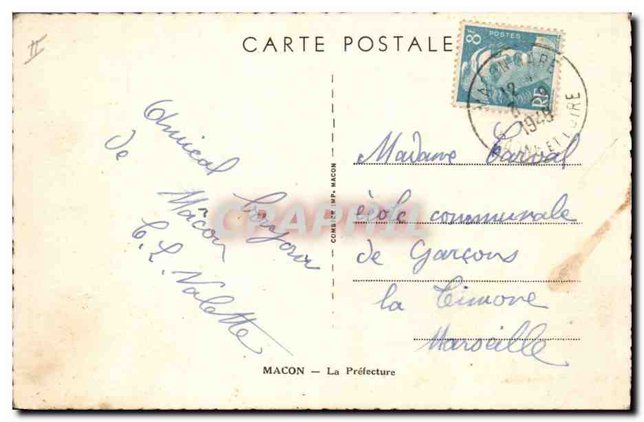 CPA Macon La Prefecture  — Verso