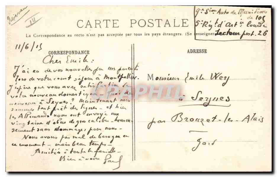 Lagny-Thorigny — Pont de pierre détruit par le Génie Français — R.P. Paris n°138 — Verso