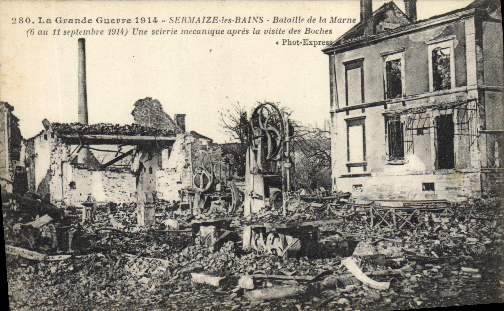 Sermazie-les-Bains — Scierie mécanique après la visite des Boches — Phot-Express n°280